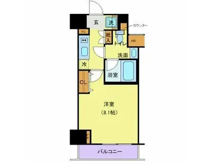 ジェノヴィア新宿中落合スカイガーデン(1K/7階)の間取り写真