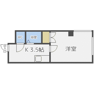 シティキャッスル(1K/4階)の間取り写真