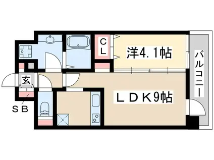 アドバンス新大阪ウエストゲート2(1LDK/13階)の間取り写真