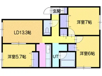 なごみハウス新富II(3LDK/1階)の間取り写真