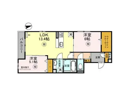 モン・ボヌール明石(2LDK/3階)の間取り写真