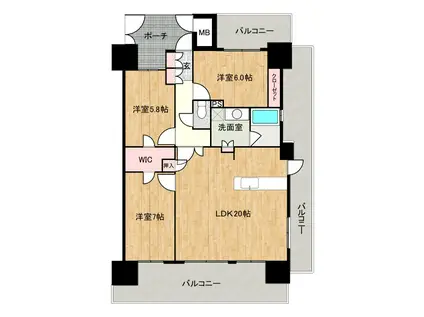 アルファステイツ福山駅前(4LDK/2階)の間取り写真