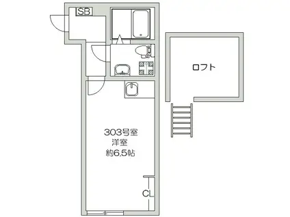 ハローハイツ新堀(1K/3階)の間取り写真