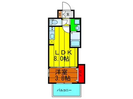 シェリロ香里園(1LDK/4階)の間取り写真