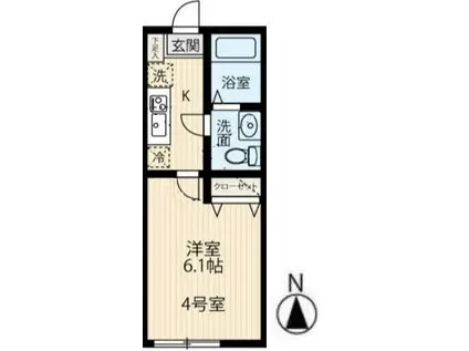 オアシス生田(1K/1階)の間取り写真