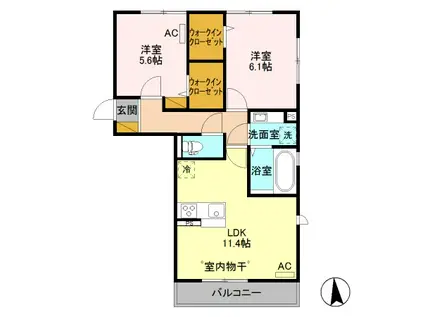 シュシュポルト(2LDK/3階)の間取り写真