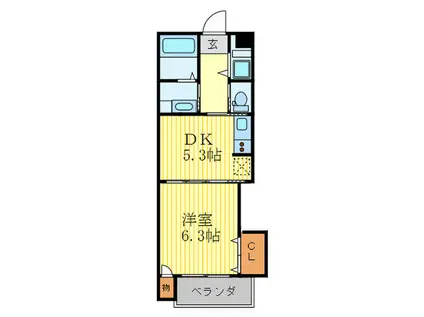 エルファロ(1DK/2階)の間取り写真