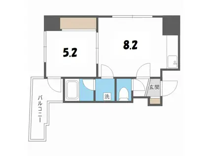 ライズ円山(1LDK/7階)の間取り写真