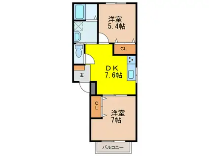 パークサイド神園(2DK/3階)の間取り写真