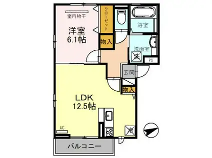 メルベーユ紀ノ国(1LDK/2階)の間取り写真