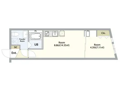 THE CITY RESIDENCE目黒本町 ザ シティ レジデンス目(1LDK/3階)の間取り写真