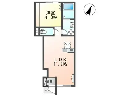 リバーヒルズ中庄(1LDK/1階)の間取り写真