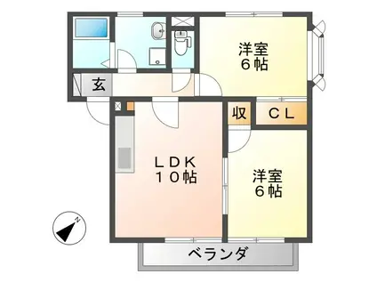 RESIDENCE COMFORT A(2LDK/2階)の間取り写真