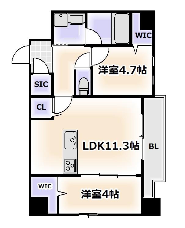 スプランディッドX(2LDK/9階)の間取り写真