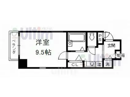 プレサンス京都東山シティライフ(1K/3階)の間取り写真