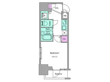 レジディア広尾II(1K/2階)の間取り写真