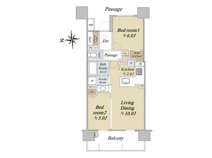 THE ASAKUSA RESIDENCE(2LDK/6階)の間取り写真