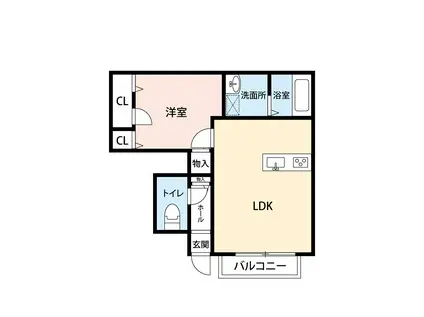 シャーメゾン・エコIIB(1LDK/1階)の間取り写真