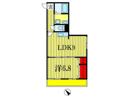 セラ大神宮下(1LDK/1階)の間取り写真