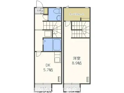 CASA JR箱崎 A棟(1SDK/1階)の間取り写真