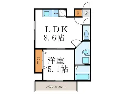 エスペランス中井II(1LDK/3階)の間取り写真