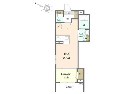 アークリヴィエール河原町(1LDK/1階)の間取り写真