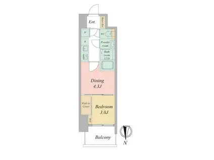 セレニテ東梅田アリエ(2K/14階)の間取り写真