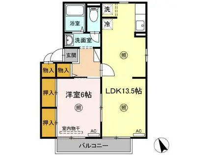 ルミエールみなみ(1LDK/2階)の間取り写真