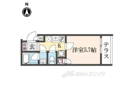 LA FITE KYOTO OIKEウエスト(1K/1階)の間取り写真