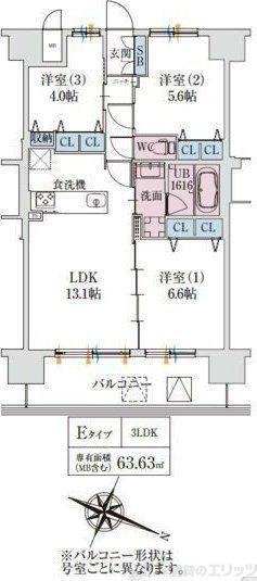 スプランディッド梅田グランノース(3LDK/3階)の間取り写真