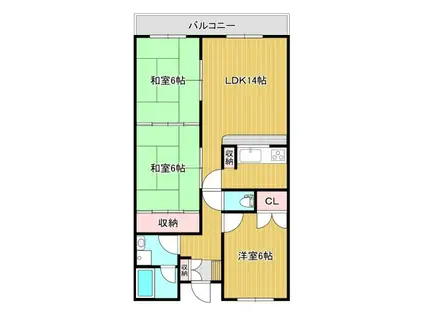 シティグレースほうしょう(3LDK/4階)の間取り写真