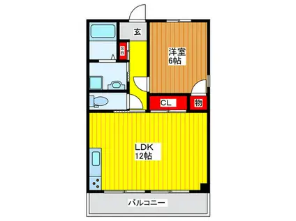 シャトー蔀屋(1LDK/1階)の間取り写真