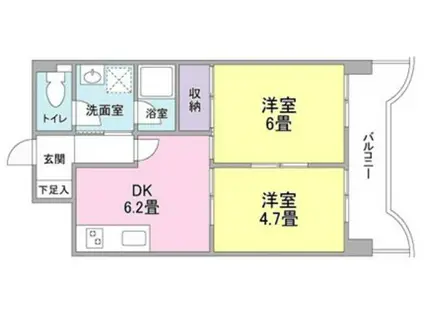 トスカーナ(2DK/1階)の間取り写真