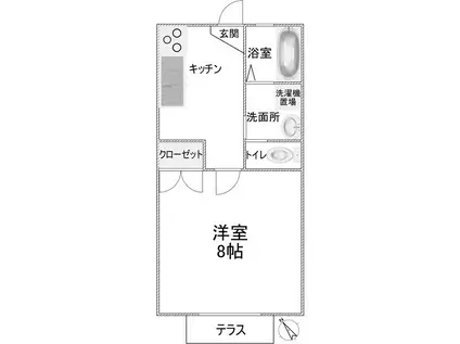 ドミールFUKAGAWAI(1K/1階)の間取り写真
