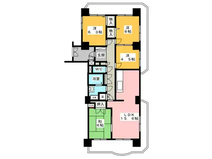 ダイヤパレス山下(4LDK/4階)の間取り写真