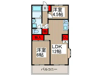 サンヴェール(2LDK/2階)の間取り写真