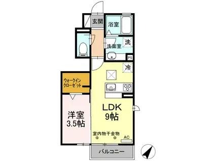 エモシオン(1LDK/1階)の間取り写真