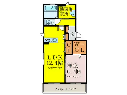 D-ROOM千鳥(1LDK/3階)の間取り写真