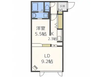 ポーザタウン当別NO-2(1LDK/3階)の間取り写真