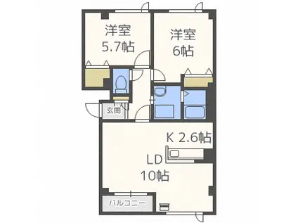グリーンフィールドI(2LDK/2階)の間取り写真
