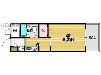 オーティーハイツ上新庄(1K/1階)の間取り写真
