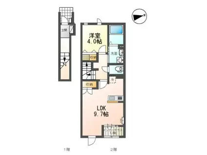 エ・ヴィーバ草間(1LDK/2階)の間取り写真