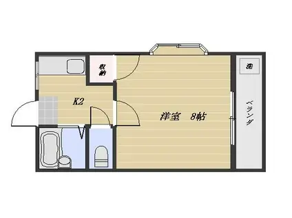 ホワイトハイムII(1K/1階)の間取り写真