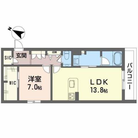 シャーメゾン西高宮(1LDK/2階)の間取り写真
