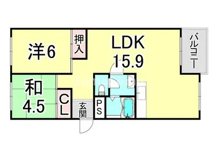 芦屋浜高層1号棟(2LDK/11階)の間取り写真