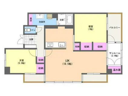 ソフトタウン東洋(2LDK/3階)の間取り写真