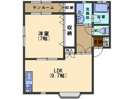 コモドシャレー(1LDK/1階)の間取り写真