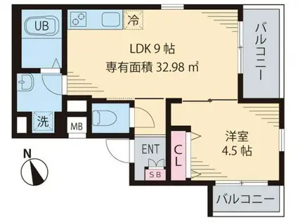 シャトル聖(1LDK/1階)の間取り写真