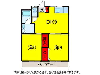 キャッスル・ツカサ(2DK/1階)の間取り写真