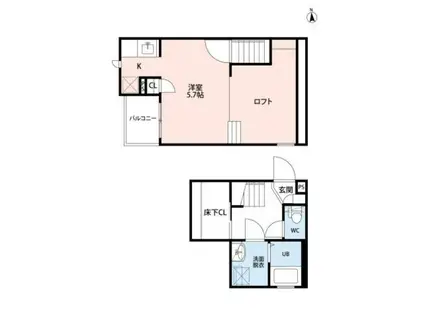 CB鳥栖アイナ(1K/2階)の間取り写真